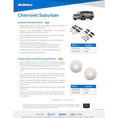 SELL SHEET - GOLD-SILVER PADS AND ROTORS - SUBURBAN