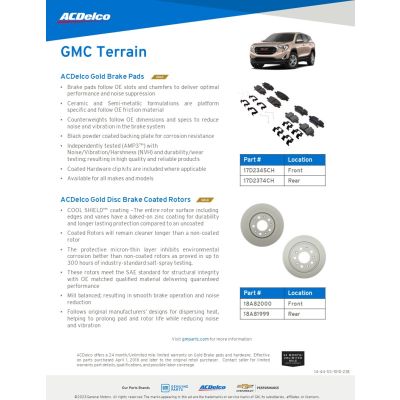 SELL SHEET - GOLD-SILVER PADS AND ROTORS - TERRAIN