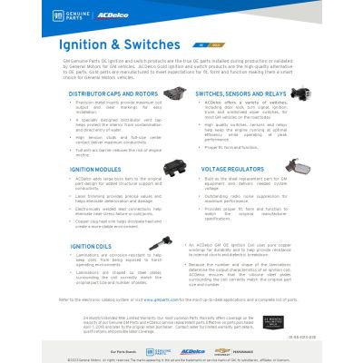 SELL SHEET-GMGP OE / ACDELCO GOLD IGNITION & SWITCHES