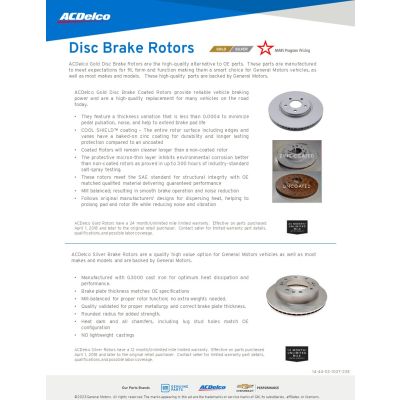 SELL SHEET - MARS-ACDELCO GOLD - SILVER ROTORS