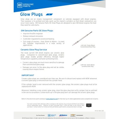 SELL SHEET - OE GLOW PLUGS