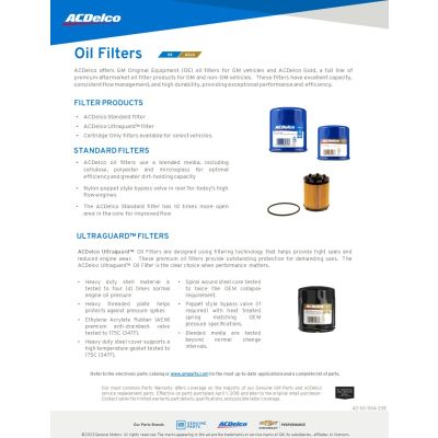 SELL SHEET - OE AND GOLD OIL FILTERS