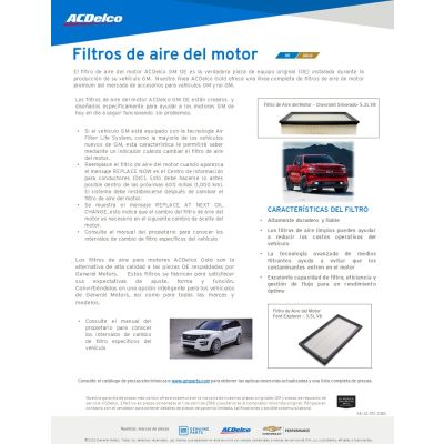 SELL SHEET - OE AND GOLD ENGINE AIR FILTERS - SPANISH