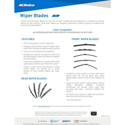 SELL SHEET - GMGP OE WIPER BLADES
