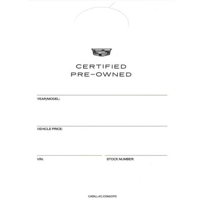 2021 CADILLAC CPO MIRROR HANG TAG - Large