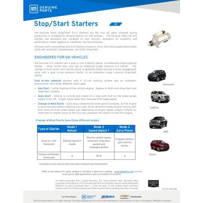 SELL SHEET - OE STOP/START STARTERS
