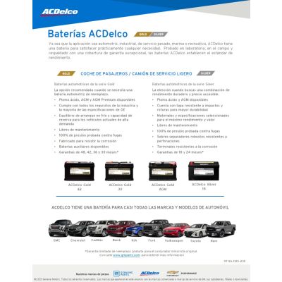 SELL SHEET - ACDELCO BATTERIES - SPANISH