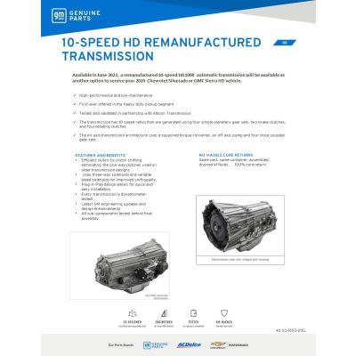 SELL SHEET - OE 10 SPEED HD Reman Transmission [New]