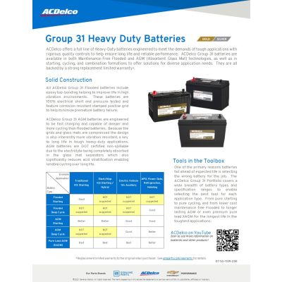 SELL SHEET - ACDELCO GROUP 31 HEAVY DUTY BATTERIES