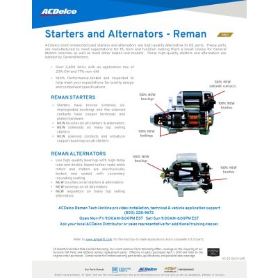 SELL SHEET - GOLD REMAN ALTERNATORS & STARTERS