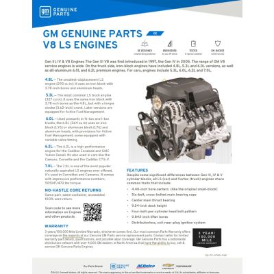 SELL SHEET - GM GENUINE PARTSV8 LS ENGINES