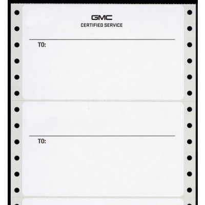 GMC CERTIFIED SERVICE Pin-Fed Shipping Labels,  1 Box of 1,000