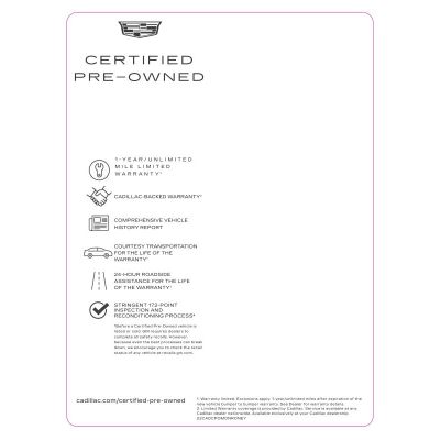 2022 CADILLAC CPO MONRONEY STICKER