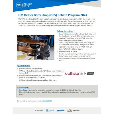 SELL SHEET - GM DEALER BODY SHOP REBATE PROGRAM