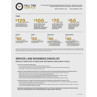 GUIDE - CHEVROLET FALL TIRE EVENT