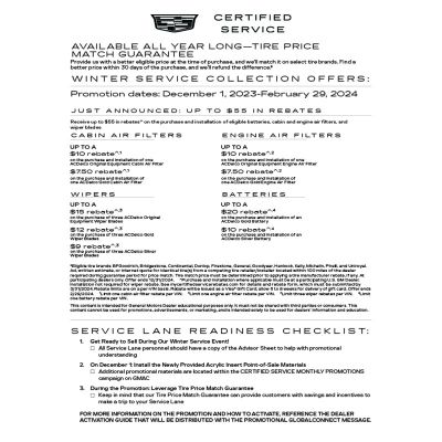 GUIDE - CADILLAC CERTIFIED SERVICE WINTER LAUNCH ELECTRONIC