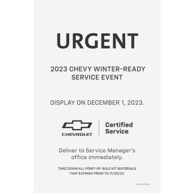LABEL - CHEVROLET WINTER SERVICE EVENT