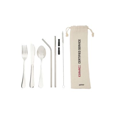 GM Genuine Parts 6-Piece Steel Straw & Utensil Travel Set