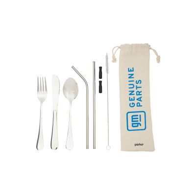 GM Genuine 6-Piece Steel Straw & Utensil Travel Set