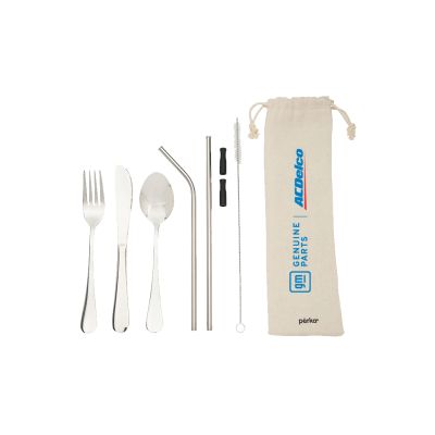 GM ACDelco 6-Piece Steel Straw & Utensil Travel Set