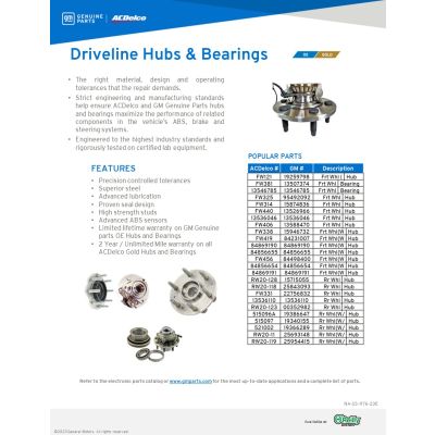 SELL SHEET - OREILLYS - HUBS&BEARINGS-DRIVELINE