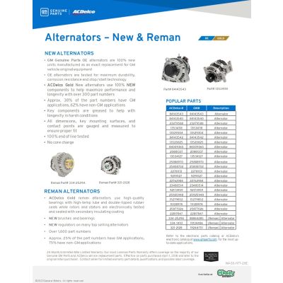SELL SHEET - OREILLYS - ALTERNATORS