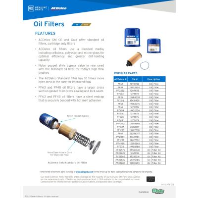 SELL SHEET - OREILLYS - OIL FILTERS