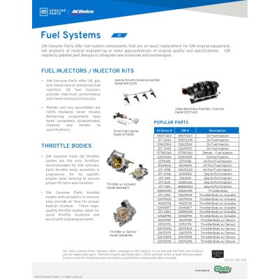 SELL SHEET - OREILLYS - FUEL INJECTORS/SYSTEMS