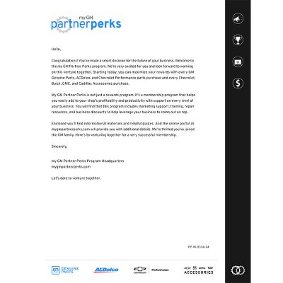 LETTER - MY GM PARTNER PERKS WELCOME LETTER