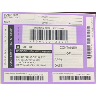 LABEL - PHILLY NEW PART RETURN PURPLE SHIPPING LABEL PK/50