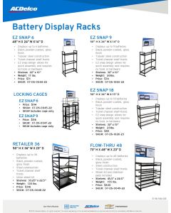 SELL SHEET - BATTERY DISPLAY & STORAGE RACKS