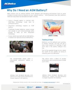 SELL SHEET - WHY DO I NEED AN AGM BATTERY?