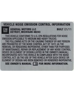 BULLETIN - 11035 NOISE EMISSION LABEL BUILT 01-11 (EACH)