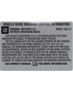 BULLETIN - 11035 NOISE EMISSION LABEL BUILT 06-10 (EACH)