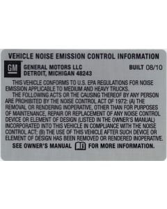BULLETIN - 11035 NOISE EMISSION LABEL BUILT 08-10 (EACH)