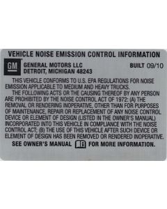 BULLETIN - 11035 NOISE EMISSION LABEL BUILT 09-10 (EACH)