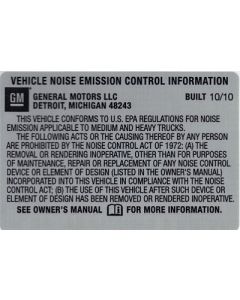 BULLETIN - 11035 NOISE EMISSION LABEL BUILT 10-10 (EACH)