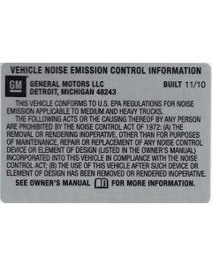 BULLETIN - 11035 NOISE EMISSION LABEL BUILT 11-10 (EACH)