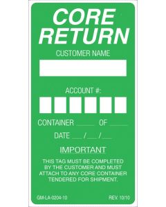 LABEL - GREEN CORE RETURN LABEL (ROLL OF 100)