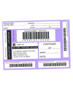 LABEL - CHARLOTTE PARTS RETURN PURPLE SHIPPING LABEL (PK/50)