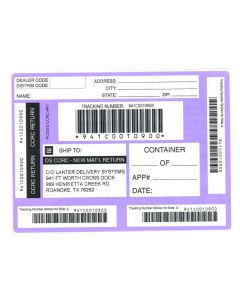 LABEL - FORT WORTH PART RETURN PURPLE SHIPPING LABEL (PK/50)