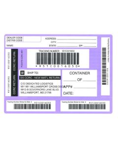 LABEL-WILLIAMSPORT PART RETURN PURPLE SHIPPING LABEL (PK/50)