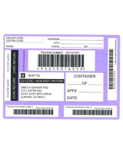 LABEL - DENVER PARTS RETURN PURPLE SHIPPING LABEL (PK/50)