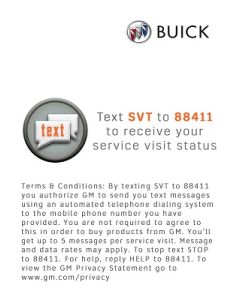 CARD - BUICK SERVICE VISIT TRACKING TERMS/CONDITIIONS