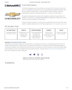 Sirius XM Trial information - Chevy