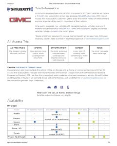 Sirius XM Trial information - GMC