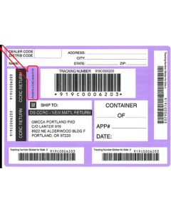 LABEL - PORTLAND PARTS RETURN PURPLE SHIPPING LABEL (PK/50)