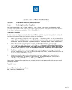 ARKANSAS LEMON LAW INSTRUCTIONS