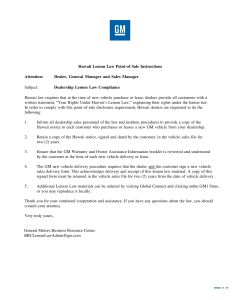 HAWAII LEMON LAW INSTRUCTIONS