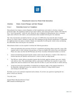 MASSACHUSETTS LEMON LAW INSTRUCTIONS